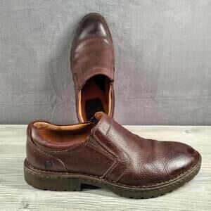 Born Mens 10.5 Brown Leather Slip On Loafers Comfort Casual Shoes Work Office Go